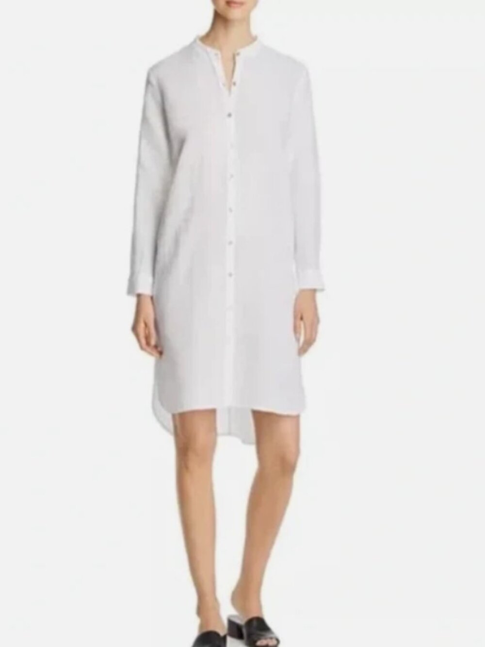EILEEN FISHER White Organic Cotton Shirt Dress Tunic Medium White - Picture 2 of 6